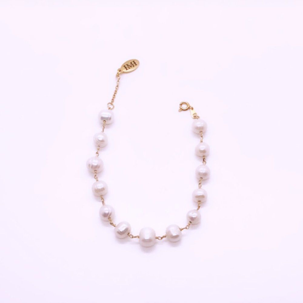 HighMaintenanceHippie Authentic Saltwater Pearl Bracelet (Gold)